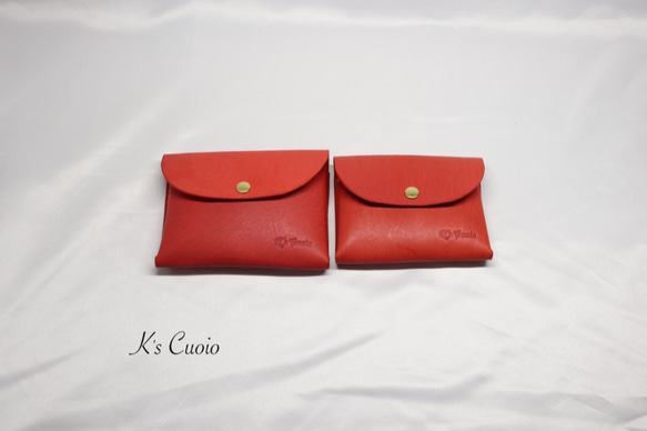 ヌメ革 一枚革で作るカードケース（レッド色）【送料無料】 9枚目の画像