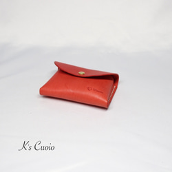ヌメ革 手のひらサイズのカードケース（レッド色）【送料無料】 2枚目の画像