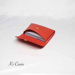 ヌメ革 手のひらサイズのカードケース（レッド色）【送料無料】 3枚目の画像