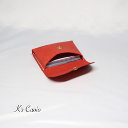 ヌメ革 手のひらサイズのカードケース（レッド色）【送料無料】 4枚目の画像