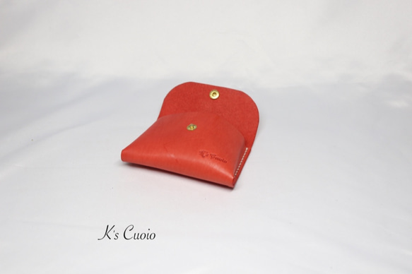 ヌメ革 手のひらサイズのカードケース（レッド色）【送料無料】 5枚目の画像