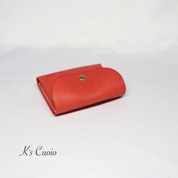 ヌメ革 手のひらサイズのカードケース（レッド色）【送料無料】 6枚目の画像