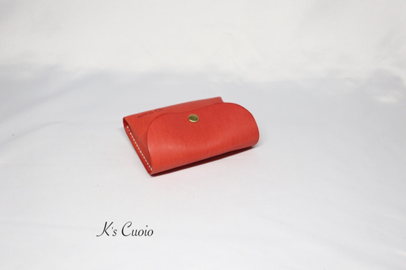 ヌメ革 手のひらサイズのカードケース（レッド色）【送料無料】 6枚目の画像