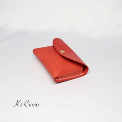 ヌメ革 手のひらサイズのカードケース（レッド色）【送料無料】 7枚目の画像