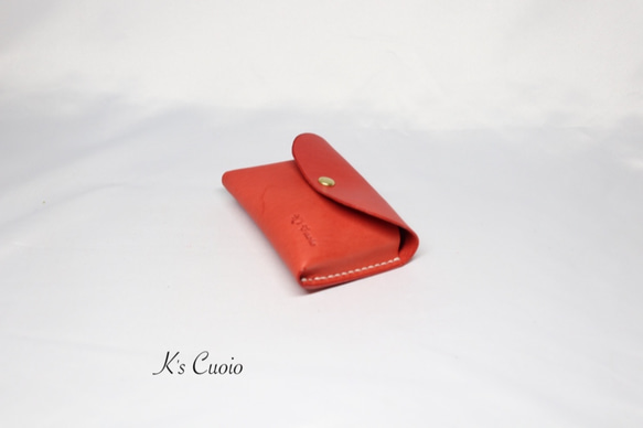 ヌメ革 手のひらサイズのカードケース（レッド色）【送料無料】 7枚目の画像