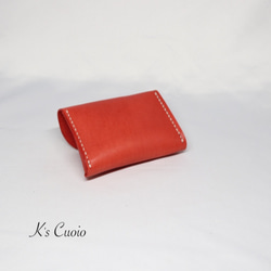 ヌメ革 手のひらサイズのカードケース（レッド色）【送料無料】 8枚目の画像