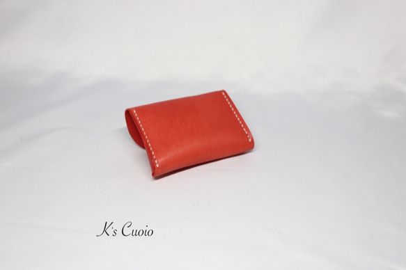 ヌメ革 手のひらサイズのカードケース（レッド色）【送料無料】 8枚目の画像