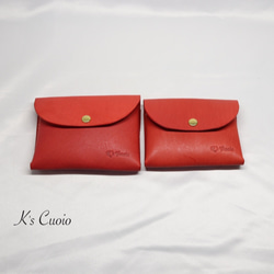 ヌメ革 手のひらサイズのカードケース（レッド色）【送料無料】 9枚目の画像