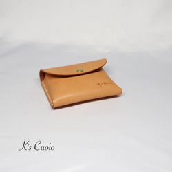 ヌメ革 手のひらサイズのカードケース（オレンジ色）【送料無料】 1枚目の画像