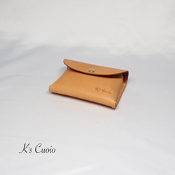ヌメ革 手のひらサイズのカードケース（オレンジ色）【送料無料】 2枚目の画像