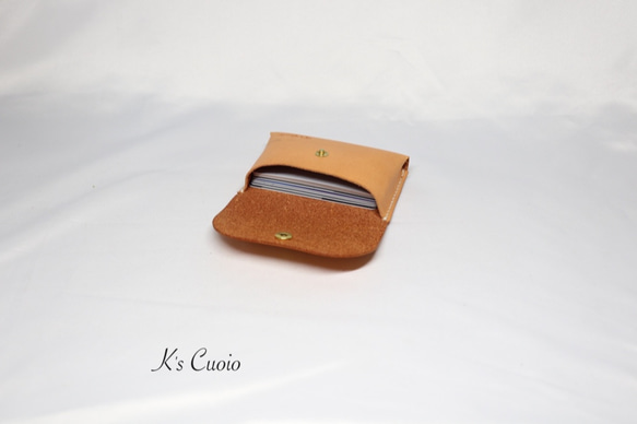 ヌメ革 手のひらサイズのカードケース（オレンジ色）【送料無料】 3枚目の画像