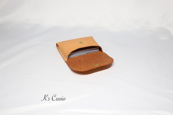 ヌメ革 手のひらサイズのカードケース（オレンジ色）【送料無料】 4枚目の画像