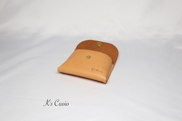 ヌメ革 手のひらサイズのカードケース（オレンジ色）【送料無料】 5枚目の画像