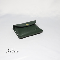 ヌメ革 手のひらサイズのカードケース（グリーン色）【送料無料】 1枚目の画像