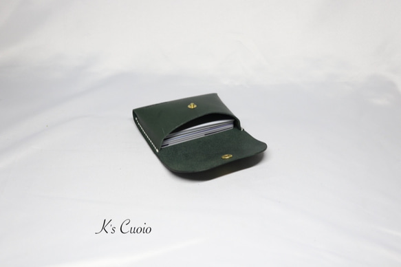 ヌメ革 手のひらサイズのカードケース（グリーン色）【送料無料】 4枚目の画像