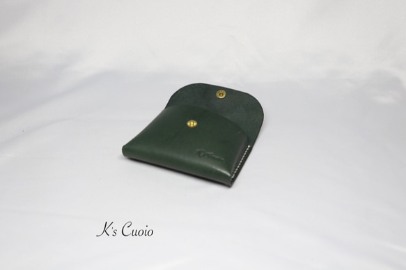 ヌメ革 手のひらサイズのカードケース（グリーン色）【送料無料】 5枚目の画像