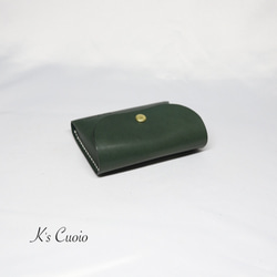 ヌメ革 手のひらサイズのカードケース（グリーン色）【送料無料】 6枚目の画像