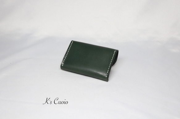 ヌメ革 手のひらサイズのカードケース（グリーン色）【送料無料】 7枚目の画像