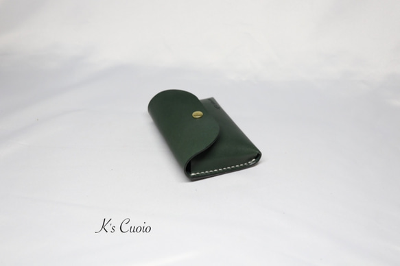 ヌメ革 手のひらサイズのカードケース（グリーン色）【送料無料】 8枚目の画像