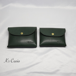 ヌメ革 手のひらサイズのカードケース（グリーン色）【送料無料】 9枚目の画像