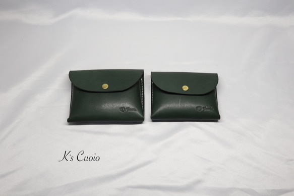 ヌメ革 手のひらサイズのカードケース（グリーン色）【送料無料】 9枚目の画像