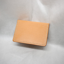 ヌメ革 手縫いツートンパスケース（オレンジ&ナチュラル）【送料無料】 2枚目の画像