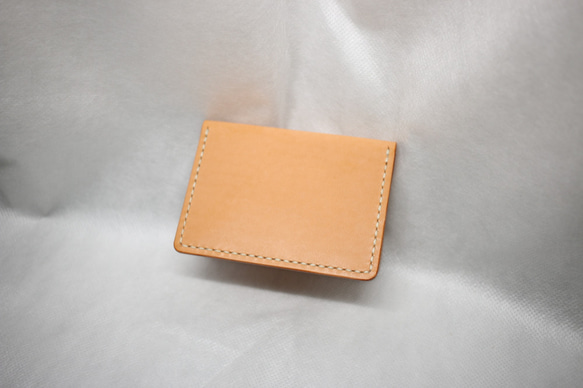 ヌメ革 手縫いツートンパスケース（オレンジ&ナチュラル）【送料無料】 2枚目の画像