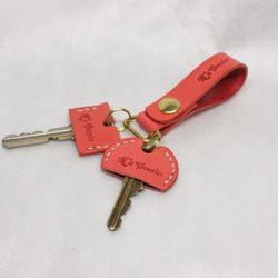 ヌメ革 キーリング（レッド色）【送料無料】 2枚目の画像