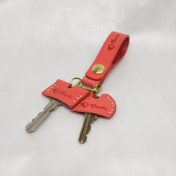 ヌメ革 キーリング（レッド色）【送料無料】 4枚目の画像