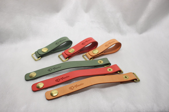 ヌメ革 キーリング（レッド色）【送料無料】 5枚目の画像