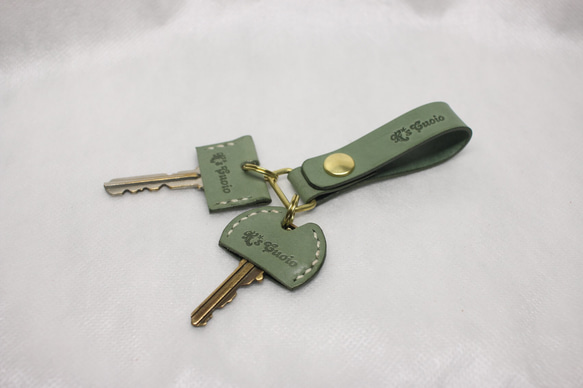 ヌメ革 キーカバー2個セット（グリーン色）【送料無料】 3枚目の画像