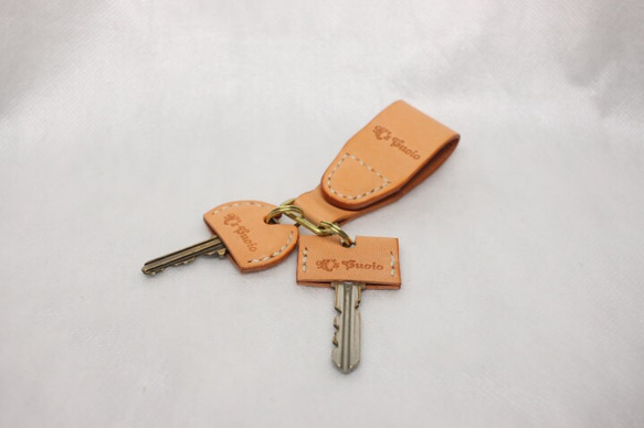 ヌメ革 マグネットキーホルダー（オレンジ色）【送料無料】 2枚目の画像