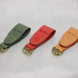 ヌメ革 マグネットキーホルダー（オレンジ色）【送料無料】 4枚目の画像