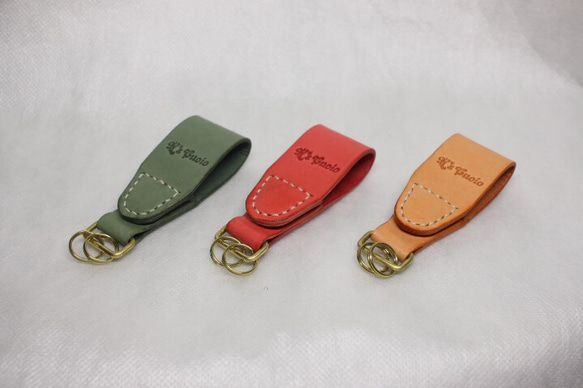 ヌメ革 マグネットキーホルダー（オレンジ色）【送料無料】 4枚目の画像
