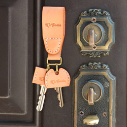 ヌメ革 マグネットキーホルダー（オレンジ色）【送料無料】 5枚目の画像