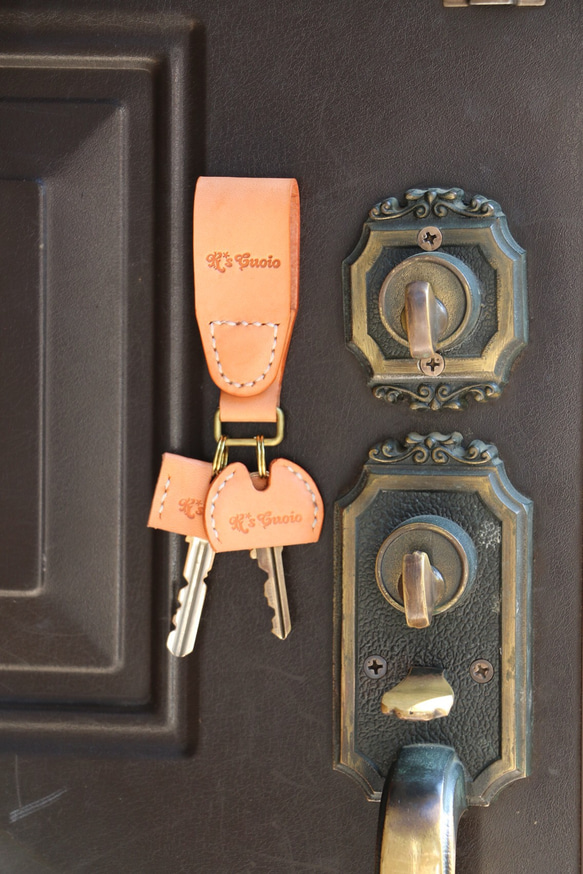 ヌメ革 マグネットキーホルダー（オレンジ色）【送料無料】 5枚目の画像