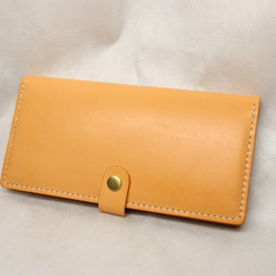 ヌメ革 手縫いのカードホルダー（オレンジ色）【送料無料】 2枚目の画像