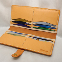 ヌメ革 手縫いのカードホルダー（オレンジ色）【送料無料】 4枚目の画像