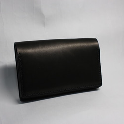 ヌメ革 手縫いの通帳ケース（ブラック色）【送料無料】 2枚目の画像