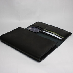 ヌメ革 手縫いの通帳ケース（ブラック色）【送料無料】 3枚目の画像