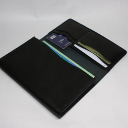 ヌメ革 手縫いの通帳ケース（ブラック色）【送料無料】 4枚目の画像