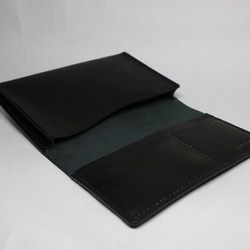 ヌメ革 手縫いの通帳ケース（ブラック色）【送料無料】 5枚目の画像