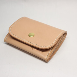 栃木レザー ボックス型小銭入れTypeB（ナチュラル色）【送料無料】 1枚目の画像