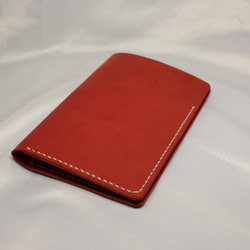 ヌメ革 手縫いのパスポートケース（レッド色）【送料無料】 3枚目の画像