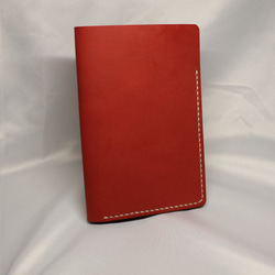 ヌメ革 手縫いのパスポートケース（レッド色）【送料無料】 5枚目の画像