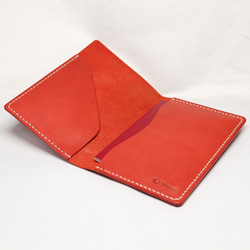 ヌメ革 手縫いのパスポートケース（レッド色）【送料無料】 8枚目の画像