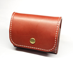 ヌメ革 ボックス型小銭入れ（ブラウン色）【送料無料】 1枚目の画像