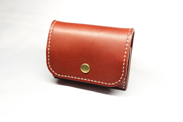 ヌメ革 ボックス型小銭入れ（ブラウン色）【送料無料】 1枚目の画像