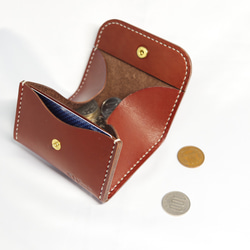 ヌメ革 ボックス型小銭入れ（ブラウン色）【送料無料】 2枚目の画像