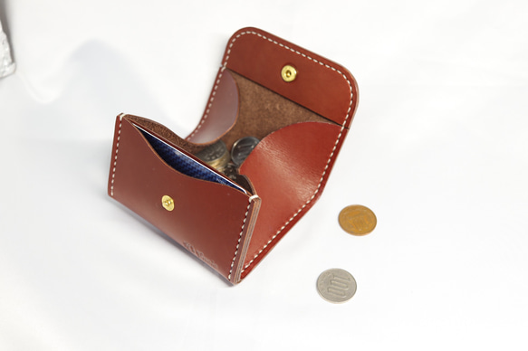 ヌメ革 ボックス型小銭入れ（ブラウン色）【送料無料】 2枚目の画像